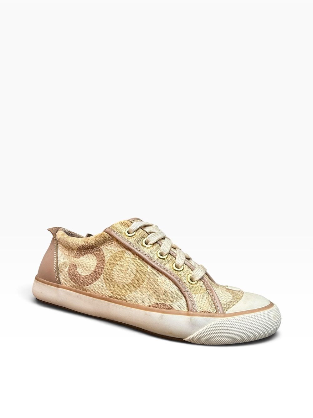 Coach Women’s Beige Barrett Signature Sneakers Shoes Size 7 - Picture 3 of 14
